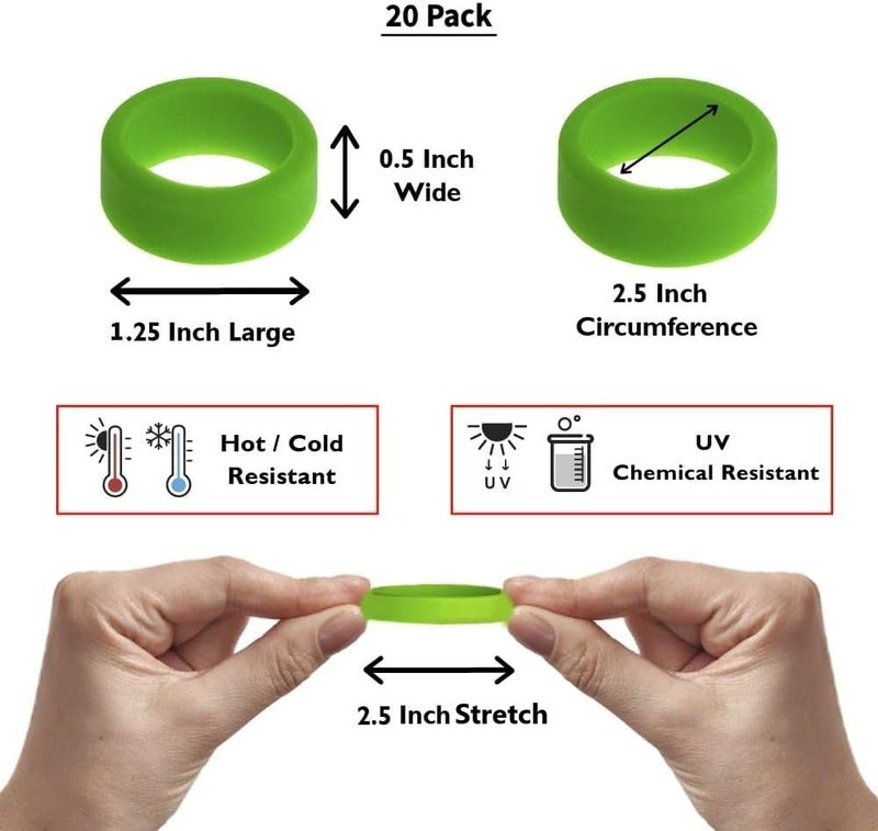 GRIFITI Band Joes 1.25 x .5 Inch, 2.5" Circumference, 0.8" Diameter 20 Assorted Colors, Pack Office, Magic, Ring, Pen, Art, Cooking, Wrapping, Cord Wraps, Longer Lasting Silicone Rubber Bands Mini Small Strong Colorful Rubberbands Elastic Siliconebands - Image 2